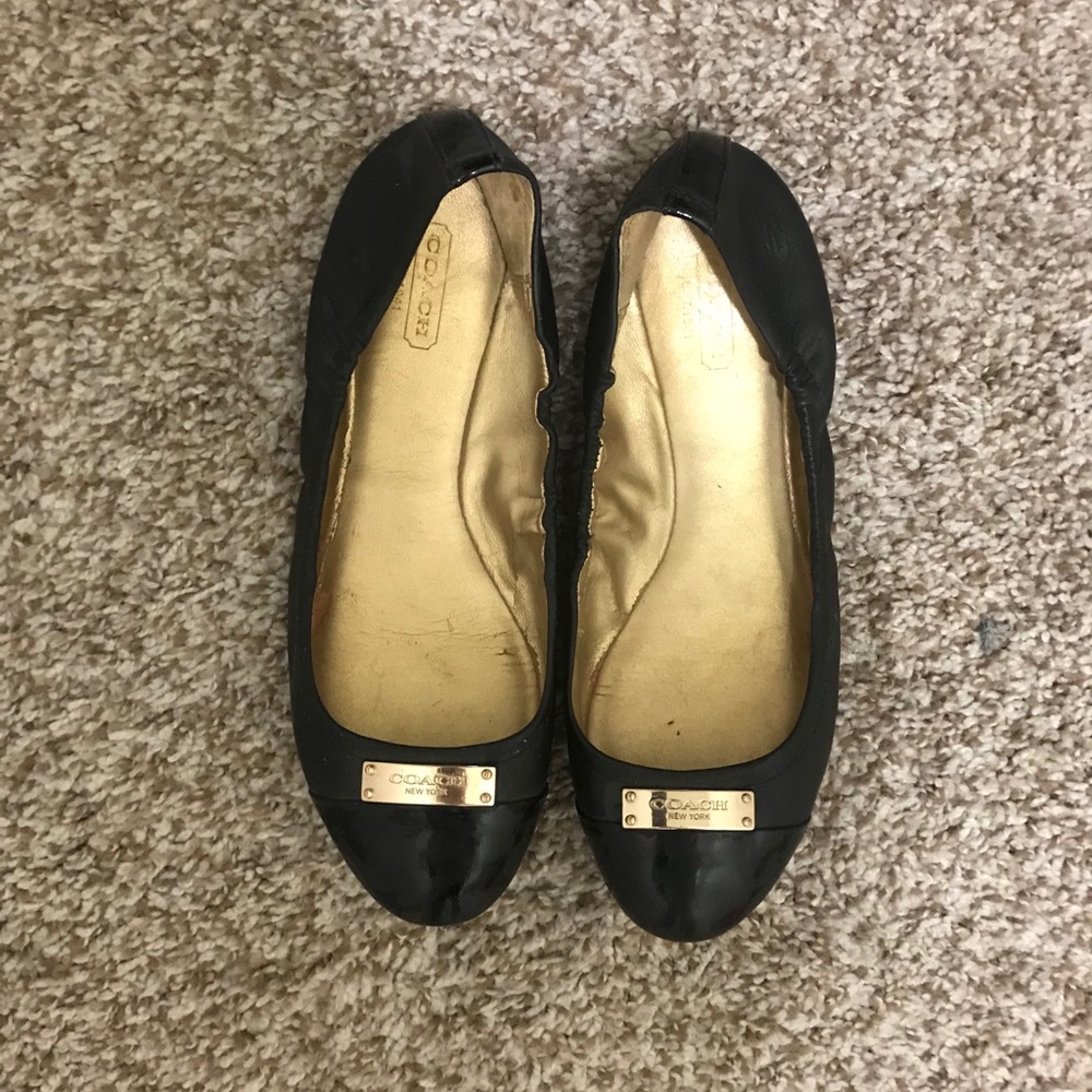 Coach Black Leather Flats